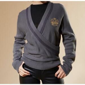 HOT TOPIC | Outlander Wrap Cardigan Sweater Gray Knit Embroidered Crest | Small